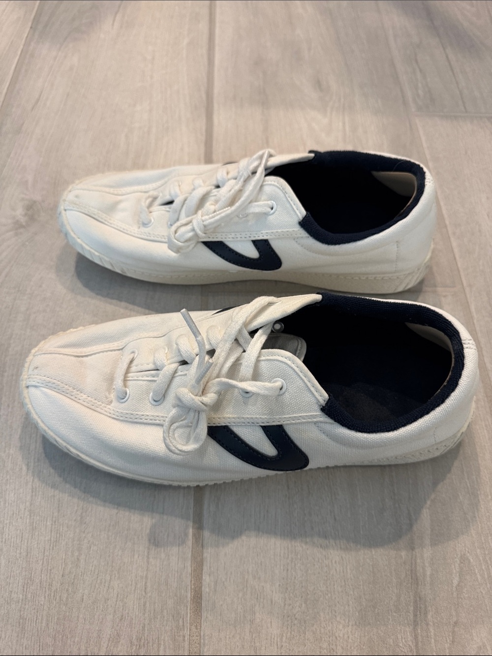 Tretorn NYLITE White Canvas Sneakers with Navy Accent - Picture 7 of 11